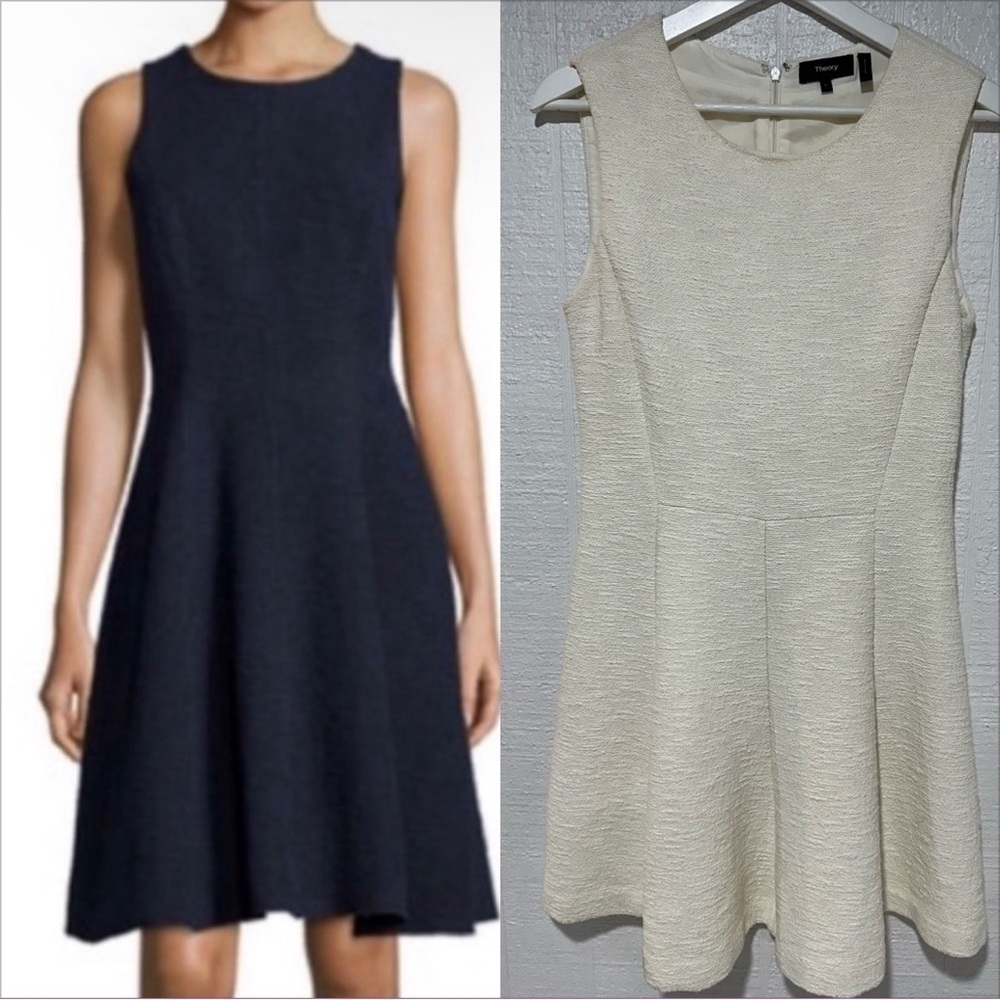 Theory tweed cream white dress size 6